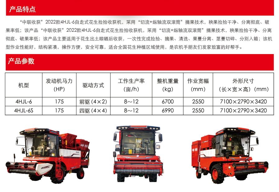 中聯收獲2022新款4HJL-6型自走式花生撿拾收獲機(圖1)