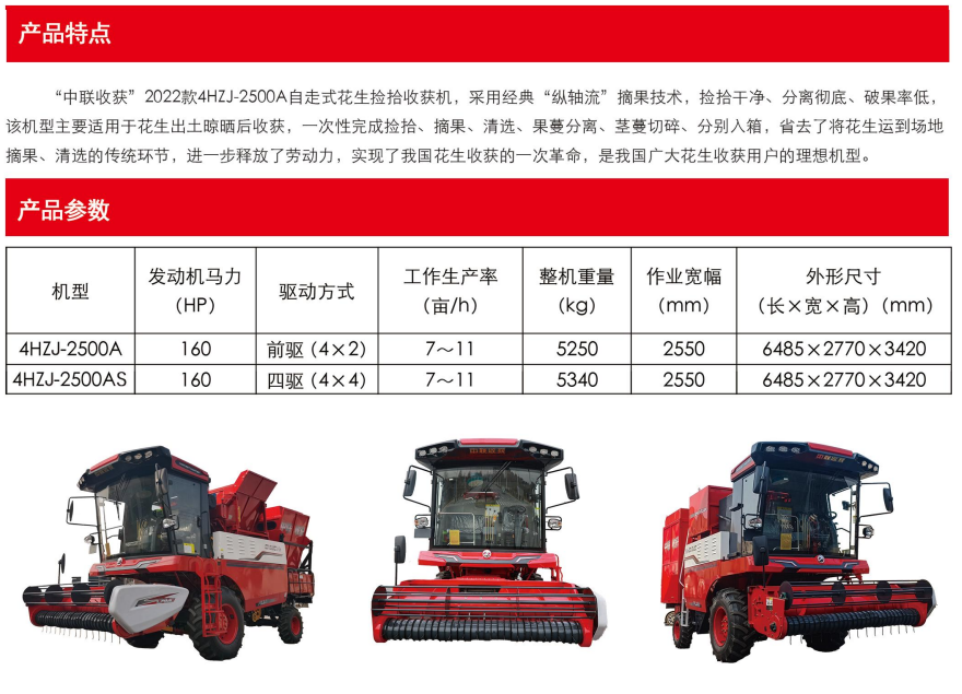 中聯收獲新款花生機4HJL-2500A中置款160P H3全國銷量第1H2升級(圖1)